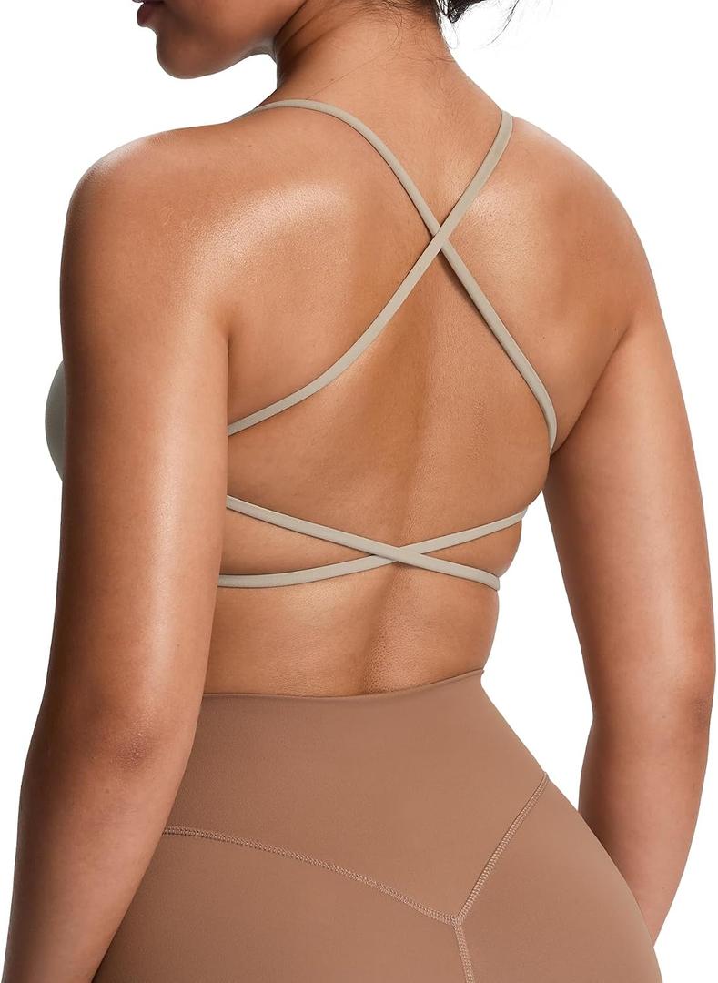 Aoxjox Women's Workout Sports Bras Fitness Trinity Ivy Low Impact Bra Yoga Crop Tank (S)