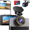 4K Dash Cam Front and Rear, Dual Dash Camera for Cars with 64G SD Card, 3" IPS Dashcam with Night Vision, Time Lapse, 24H Parking Mode, 170 Wide Angle, G-Sensor, Loop Recording, Real WDR
