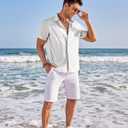 COOFANDY Men's Casual Linen Shirts Short Sleeve Button Down Shirt Summer Beach Tops (White, S)
