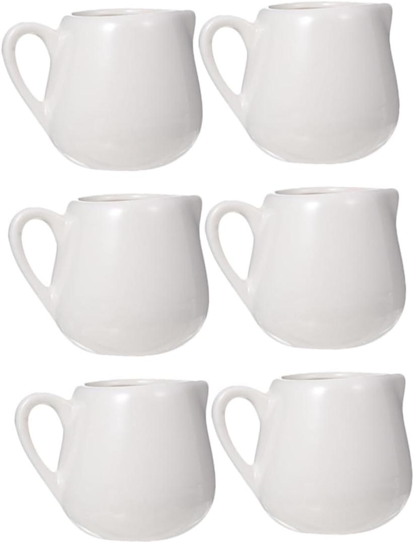 Mikinona 6pcs Ceramic Sauce Jugs Milk Storage Jars Spoon Condiment Containers Lids