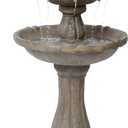 XBrand 44" Solar Powered Outdoor 2-Tier Cascading Water Fountain, Fiberglass Resin Garden & Patio Solar Fountain, Beige
