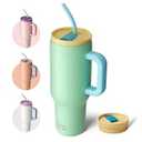 BOTTLE BOTTLE 40 oz Tumbler with Handle and Straw, Stainless Steel Vacuum Travel Mug, Car Cup with Straw, Stainless Steel Vacuum water bottle for Gifts Party Office Coffee (Mint/Green)