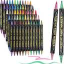 Markers for Adult Coloring Books No Bleeding, Dual Tip Acrylic Paint Markers, Brush & Fine Tip, Art Supplies for Rock Painting, Plastic, Wood, Canvas & Outdoor Projects (60 Colors) (1 Count (Pack of 60), Multicolor)
