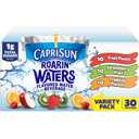Capri Sun Roarin' Waters Fruit Punch, Strawberry Kiwi & Tropical Punch Flavored with other natural flavor Water Beverage, 30 ct Box, 6 fl oz Drink Pouches
