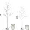 Set of 2 Lighted Birch Tree, Prelit White Christmas Tree Plug in, Light Up Artificial Trees with Dimmable & Timer, 8 Modes Remote Twinkling Twig Trees with LED Lights for Outdoor Indoor Decor 5FT 6FT
