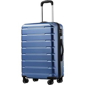 Coolife Luggage Suitcase Carry-on Spinner TSA Lock USB Port Expandable (only 28) Lightweight Hardside Luggage (Ice Blue, L(28in))