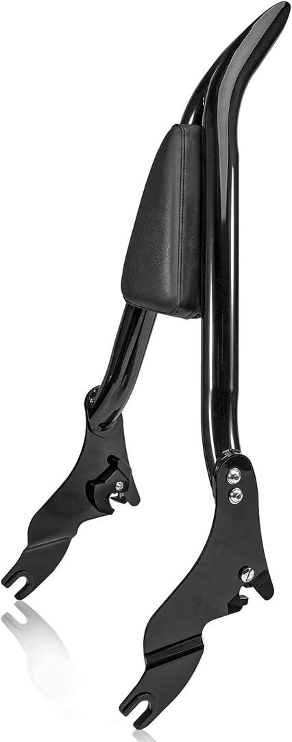 28" Tall Backrest Sissy Bar compatible with Harley Davidson Touring 2009-2025 Street Road Electra Glide Road King Ultra Limited, Detachable Rear Passenger Backrest Pad, Black (2009-Up Detachable)