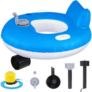 ShinyRelief Motorized Pool Float for Adults, Electric Inflatable Motorized Pool Lounger with Pusher Handles Cup Holder and Pump for Easy Inflation Relaxing in The Lake River