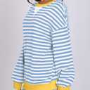 Women Striped Oversized Sweatshirt Long Sleeve Crewneck Hoodies Shirts 2024 Fall Pullover Top Trendy Preppy Clothes (L)