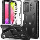 SOiOS for Samsung Galaxy A03S Phone Case: Built in Hard Kickstand & Touch Protector Military Shockproof TPU Sturdy Soft Rugged Heavy Duty Armor Full Body Protection Grade Phone Cover  Black