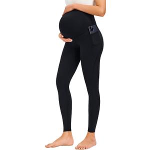 JOYSPELS Smooth Feeling Maternity Leggings Over The Belly with Pockets Workout Pregnancy Pants (Medium, Black)