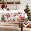 Christmas Santa Tablecloth Waterproof, Seasonal Table Cloth Rectangle, Washable Table Cover for Christmas Party Home Kitchen Decoration (60120 Inch)