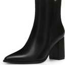 Athlefit Women's Heeled Ankle Boots Fashion Pointed Toe Chunky Block Heel Side Zipper Short Booties 10