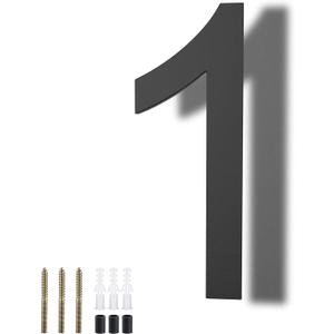 DEWEL 8 inch Floating Large House Numbers for Outside, Black Modern House Address Numbers Decor for 911 Visibility Signage with Nail Kits (House Number 1)