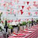 Bememo 33ft Triangle Bunting Banner, Valentine's Day Bunting Cotton Fabric Flags Pennant Garlands for Galentine's Day Birthday Wedding Baby Shower Home Outdoor Garden Decorations