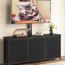 TV Stand with Mount for 32/55/65/75/85 inch TVs, Entertainment Center with 9 Fabric Drawers Dresser Storage, Height Adjustable Media Console
