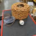 Minimalist Pendant Lamp Handwoven Rattan Pendant Light Vintage Weaving Chandelier E27 Natural Round Wicker Shade Height Adjustable Retro Rattan Hanging Light for Kitchen Island, Living Room