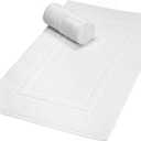 GLAMBURG Premium Cotton 20x32 inch 2-Pack Bath Mats - 100% Ringspun Cotton - Luxury Hotel & Spa Quality - 800 GSM - Durable Soft Highly Absorbent - Machine Washable - White