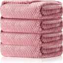 Reginary 4 Pack Fuzzy Blanket 30 x 40'' Waffle Flannel Baby Throw Blankets Warm Nursery & Crib Blankets for Girl & Boy Newborn Infant(Pink)