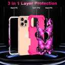 Hekodonk for iPhone 16 Pro Max Case,Glow in The Dark Three Layer Heavy Duty Shockproof Protection Hard Plastic+Soft Silicone Full Body Drop Protective Case for Apple iPhone 16 Pro Max,Golden Pink