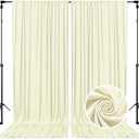 10 x 7 Feet Ivory Backdrop Curtain for Partie, Background Curtains for Photoshoot, Birthday, Wedding, Halloween, Thanksgiving, Christmas, New Year Party Decorations 5Ft x 7Ft, 2 Panels