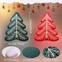 Lanpn Christmas Tree Pillows Set of 2, Line Christmas Tree Decoration Winter Soft Cute 3D Shaped Xmas Tree Throw Cushion for Sofa Bedroom Xmas Decor (20.5x16 inch, Green & Red) (Branches Texture)