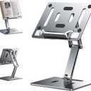 OATSBASF Adjustable Book Stand for Reading, Foldable Book Holder Multi Heights Angles Cookbook, Laptop & Tablet Stand for Child Textbook/Recipe/Magazine/Pad (Silver)