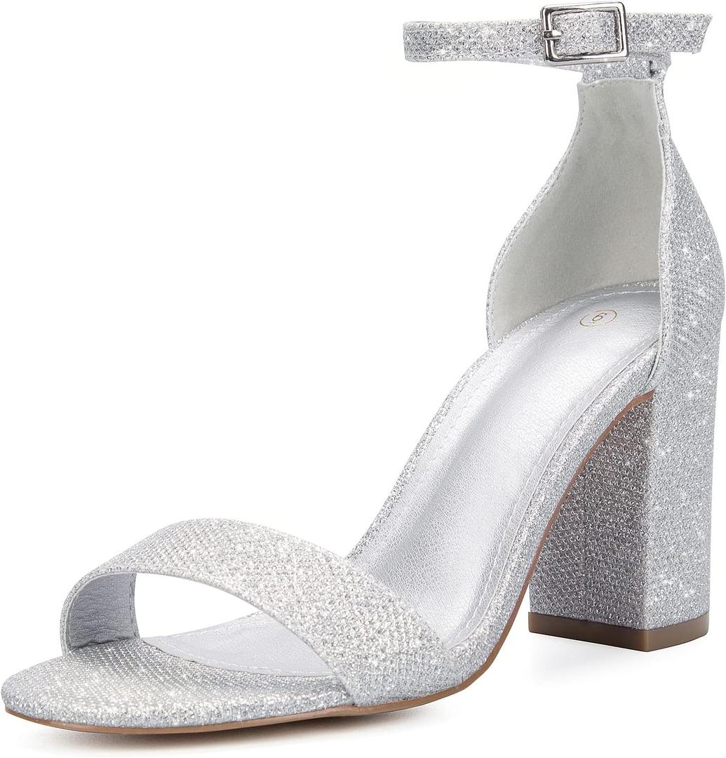 COASIS Women's Chunky Block Heels Open Toe Ankle Strap 3.5 Inch Heeled Sandals 6.5