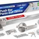304 Stainless Steel Panic Bars for Emergency Exit Doors - 25.5 Commercial Door Push Bar Panic Exit Device with Exterior Lever Handle, Heavy-Duty Panic Door Hardware for 26-41Wooden/Metal Doors