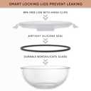 JoyJolt Kitchen Mixing Bowls. 5pc Glass Bowls with Lids Set Neat Nesting Bowls. Large Mixing Bowl Set incl Batter Bowl, Cooking Bowls, Storage Bowls with Lids and Big Salad Bowl with BPA-Free Lids