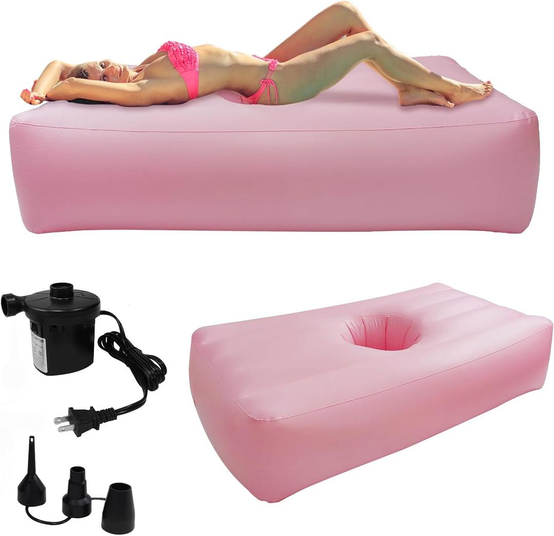 BBL Inflatable Bed with Hole After Surgery for Butt, Brazilian Butt Lifting Post Surgery Supplies for Recovery Sitting Sleeping Pregnancy and Relaxation (Mirror Pink)