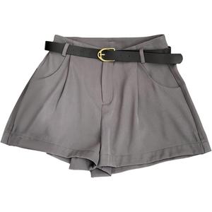 Floerns Women's High Waisted Wide Leg Pleated Shorts Business Casual Work Office Dressy Shorts, Grey, S