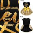 Dog Happy New Year Outfit Dog Dress New Years Pet Costumes for Dogs Funny Puppy Dress with Bow for Small Medium Dogs Girls Cats (Large)