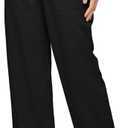 Willit Women Linen Pants Wide Leg Casual Palazzo Pants Cotton Linen Lounge Beach Summer Pants with Pockets 29"/31"/ 33" (Black, XS)