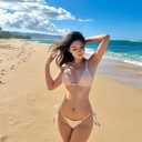 seamoly Women's Bikini Sets Ribbed Beaded Adjustable Spaghetti Strap Swimsuit Tie Side Thong Sexy 2 Piece Bathing Suit (Beige, M)