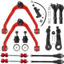 AWD 4WD Front End 13pc Suspension Control Arm Kit for Chevy Silverado GMC Sierra 1500, Suburban 1500 Tahoe, Avalanche 1500, Pre-installed Ball Joint - Upgraded PU Bushings