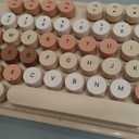 Wireless Keyboard and Mouse Combo, Ergonomic Full Size Typewriter Retro Round Keycaps Keyboard, Compatible with Windows, PC, Perfer for Home and Office Keyboards (Lovely Brown)