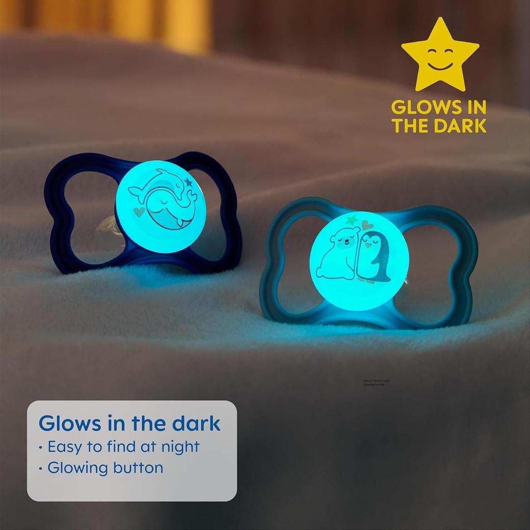 MAM Air Day & Night Baby Pacifier, for Sensitive Skin, Glows in The Dark, 3 Pack, 16+ Months