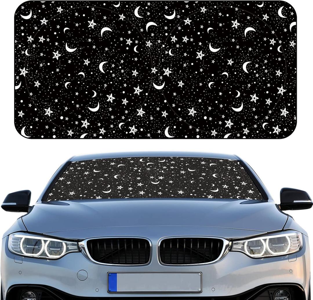 Windshield Sun Shade Foldable Car Front Window Covers for Car Accessories Sun Heat UV Rays Visor Protector Protection for Universal Cars SUV Truck(Night)