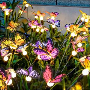TONULAX Solar Garden Lights - Swaying Butterfly Light, Swaying in The Wind, Solar Outdoor Lights, Yard Patio Pathway Decoration, High Flexibility Iron Wire & Realistic Butterflies (Pack of 6)