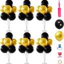 6 Sets Balloon Stand Kit Balloon Holder With Balloon and Base, Balloon Centerpieces for Tables, Black and Gold Party Decorations for Birthday Wedding Anniversary Father's Day New Year Graduation 2024