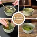 Matcha Whisk Set, Matcha Making Kit Whisk (Chasen Holder), Ceramic Whisk Holder (Mottled Green), Bamboo Scoop, Powder Starter Sifter, Spoon Japanese Tea Tools For Ceremony Gift