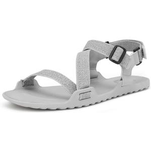 Pulltop Men's Wide Barefoot Sandals - Minimalist | Zero Drop | Ultralight Trail Running Hiking Sandals Adjustable Size 9 Grey