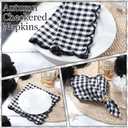SmoothNovelty 12 Pack Buffalo Plaid Cloth Napkins 18x18 Inch Spring Checkered Cloth Napkins Scalloped Soft Cotton Table Mat Washable Reusable for Dinner Wedding Birthday Parties (Classic,Black)