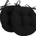Blazing Needles 16-inch Twill Round Chair Cushion, 2 Count (Pack of 1), Black
