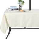 SARAFLORA Outdoor and Indoor Tablecloth-60x120 inch Beige, Wrinkle Free Washable Waterproof Table Cloth with Umbrella Hole and Zipper Rectangle Table Cover for Spring/Summer/Patio/Picnic/BBQS/Party