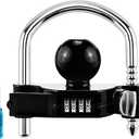 Cenipar Trailer Hitch Lock Universal with Combination Lock, Heavy-Duty Steel Tow Ball Coupler, Fits 1-7/8”, 2”, 2-5/16” Couplers, for Trailer Truck RV SUV Boat Black