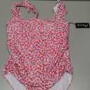 AI'MAGE Women's One Piece Swimsuits Square Neck Tummy Control Bathing Suit with Adjustable Ruffled Straps Swimwear , size medium