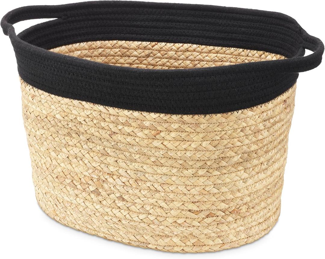 Whitmor Medium Braided Tote, Black & Tan (Pack of 3)