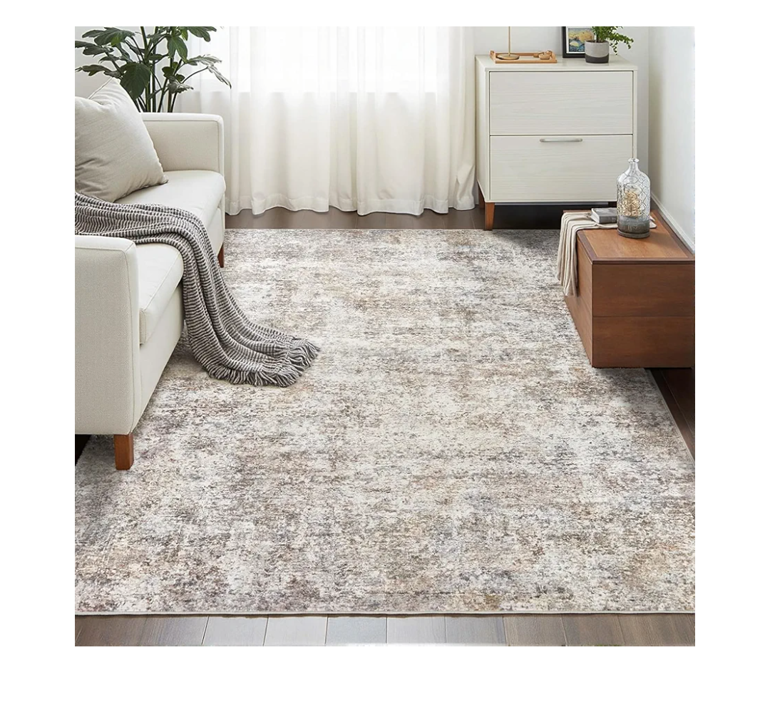 Area Rugs for Living Room: 5x7 Washable Neutral Abstract Rug for Bedroom Large Soft Modern Dining Room Rugs Indoor Floor Low Pile Carpet for Home Office Nursery - Brown Grey